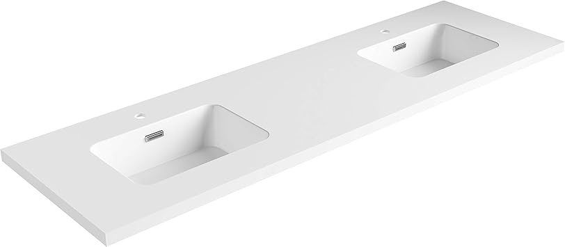 Dyconn Faucet True Solid Surface Single Bowl Vanity Top 72 Double Bowls No Vanity Cabinet No Splash Board Included Amazon Com