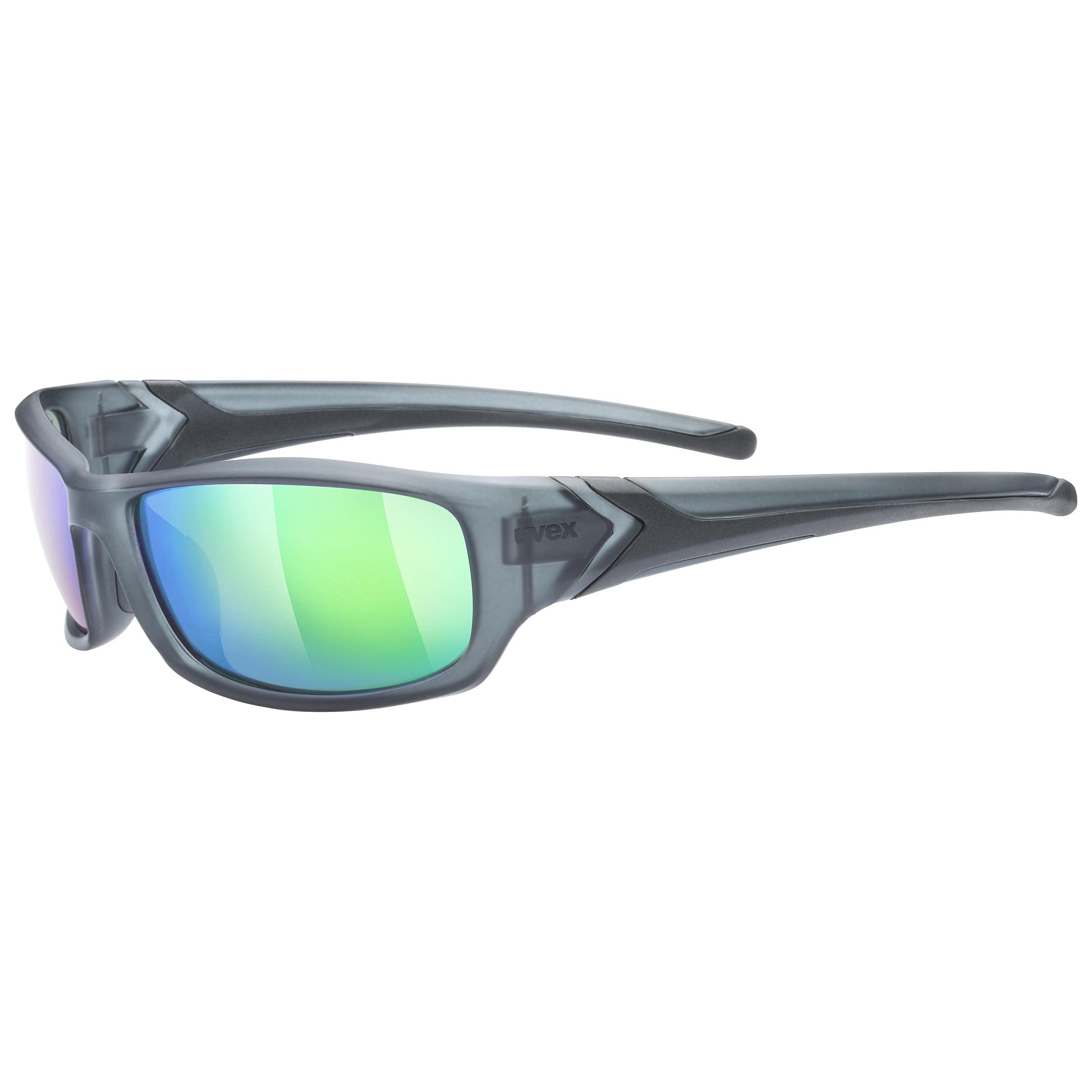 uvex Sportstyle 211 - Sports Sunglasses for Men and Women - Mirrored Lenses - Comfortable & Non-Slip - Smoke Matt/Green - One Size