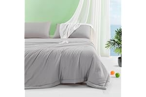 MIOTO Cooling Comforter King, Cooling Blanket for Night Sweats Hot Sleepers, Soft Breathable Smooth Lightweight Summer Comforter, Stay Cool All Night, Gray, King 102"x90"