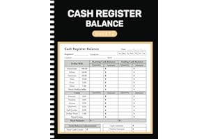 Cash Register Balance Sheets: Simple Cashier register Log Book for Daily Drawer Count, Currency, Coin, and Deposit Record Forms (105 Pages "8.5X11" Inches )