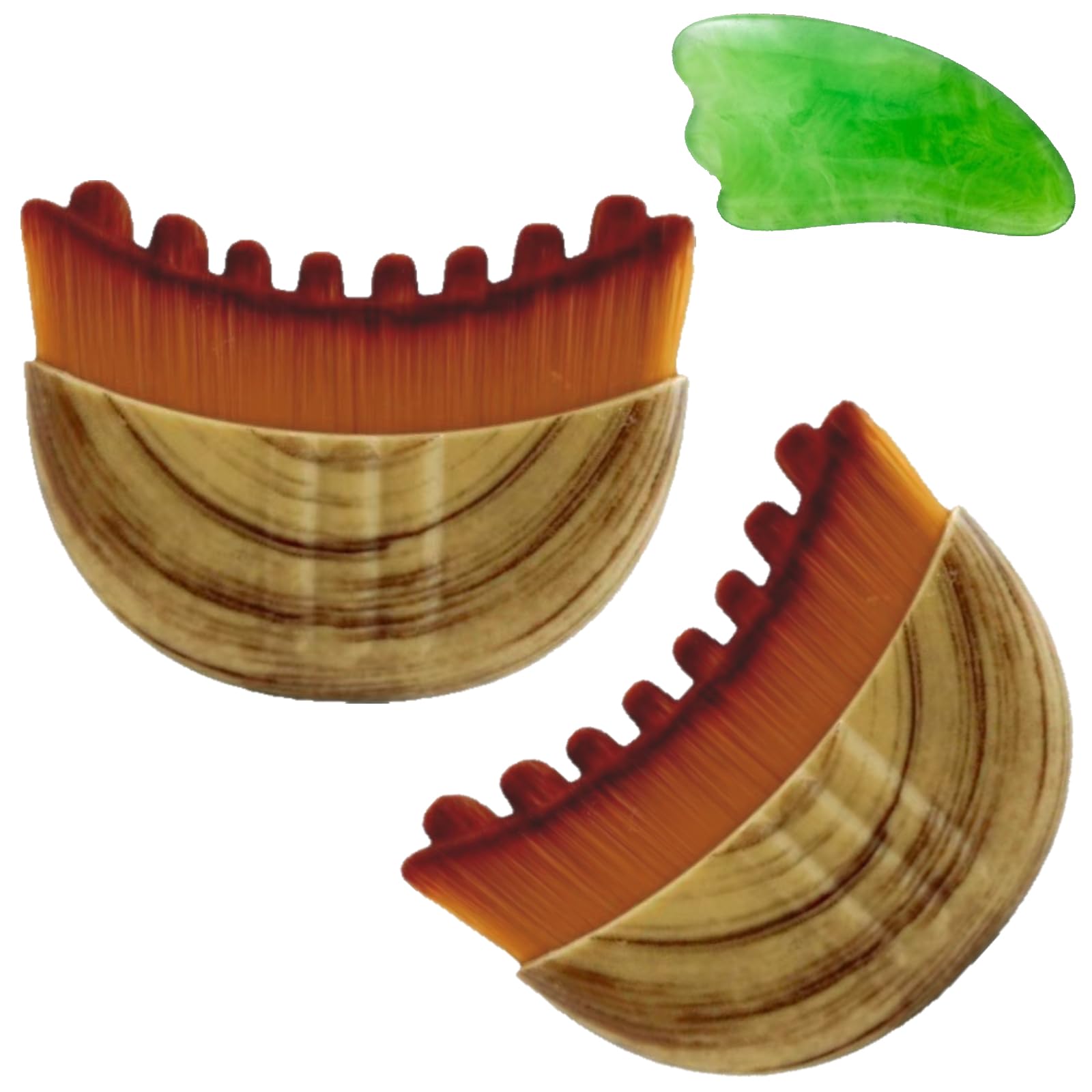 Photo 1 of 2PCS Lymphatic Contour Face Brush with Gua Sha Tool, Dry Brushing Lymphatic Drainage Massager for Face Chin & Jawline Sculpting (2PCS Contour Brush with 1PCS Guasha Tool)