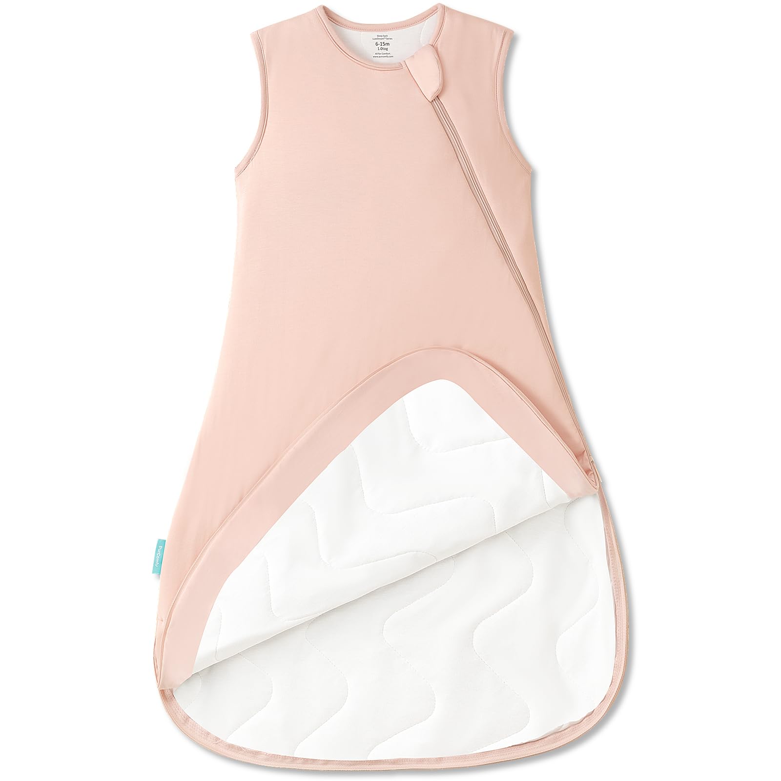 Photo 1 of PurComfy Supersoft Sleep Sack 1.0 TOG, Premium Bamboo Viscose Baby Sleeping Bag, 2-Way Safe Zipper Sleep Sacks 3-6 Months (Blush)