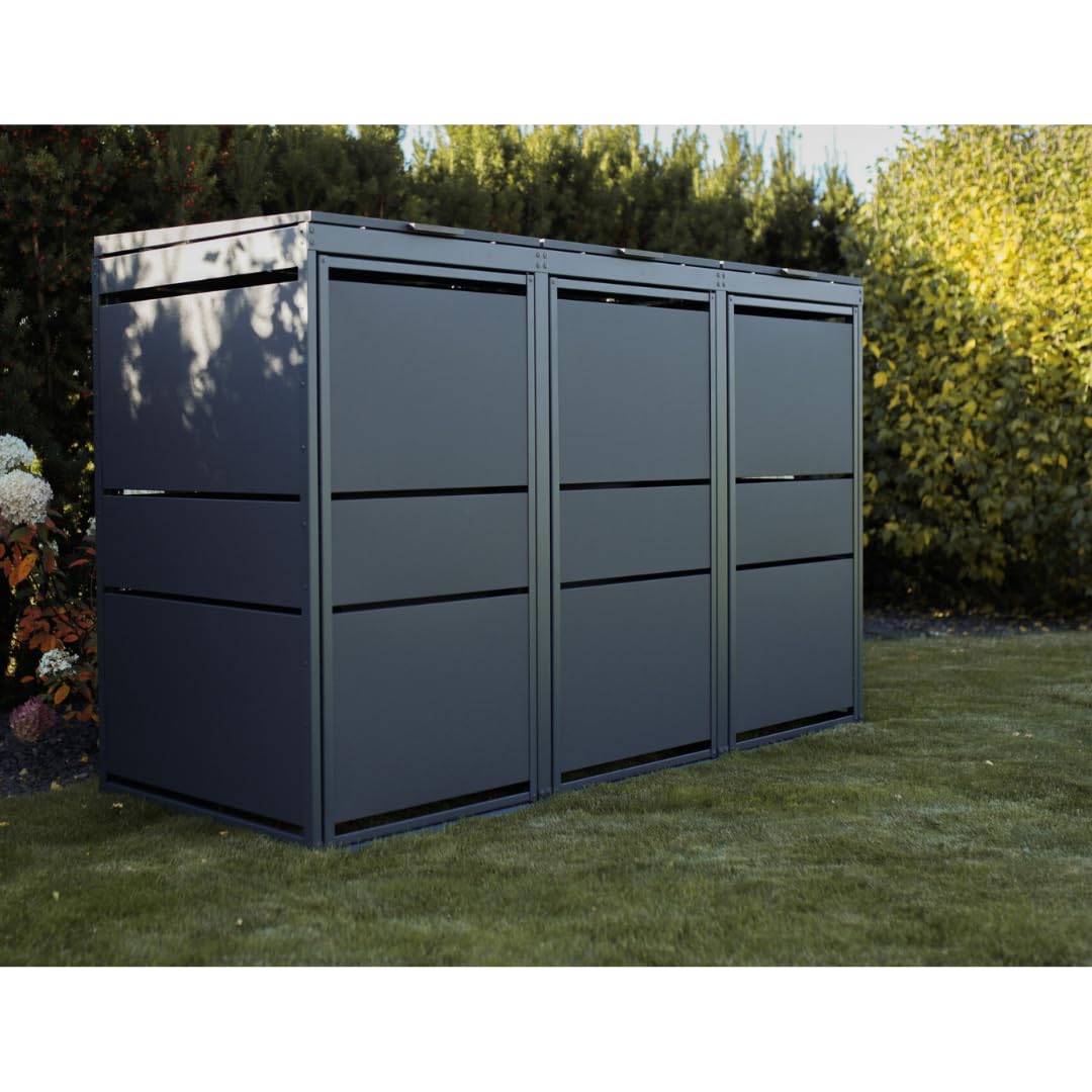 MBOX24 MODERN Mülltonnenbox 4er für 120 Liter Mülltonne | Anthrazit | Mülltonnenverkleidung | Mülltonnenhaus | Box für Mülltonnen | Mülltonnenunterstand | Mülltonneneinhausung 5