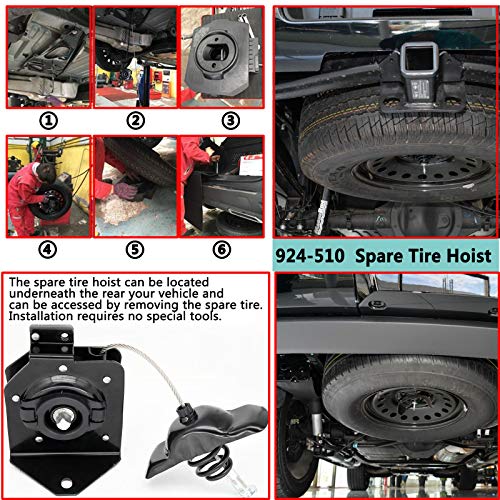924-510 Spare Tire Hoist,Spare Tire Winch Carrier Hoist Assembly,Compatible with Chevy Silverado GMC Sierra 1500 HD Classic 2500 HD 3500 Chevrolet Tahoe GMC Yukon,Replaces#20870067,15703311,15866164 - Image 7