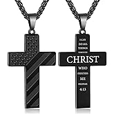 WETDNGQI American Flag Cross Necklace For Men Cross Bible Verse