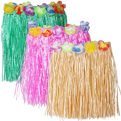 NimNik Luau Party Supplies Hula Skirt for Kids 3 Pack