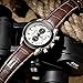 Megir Mens Sport Leather Watch Military Chronograph Analog Quartz Multifunction Wrist Watch