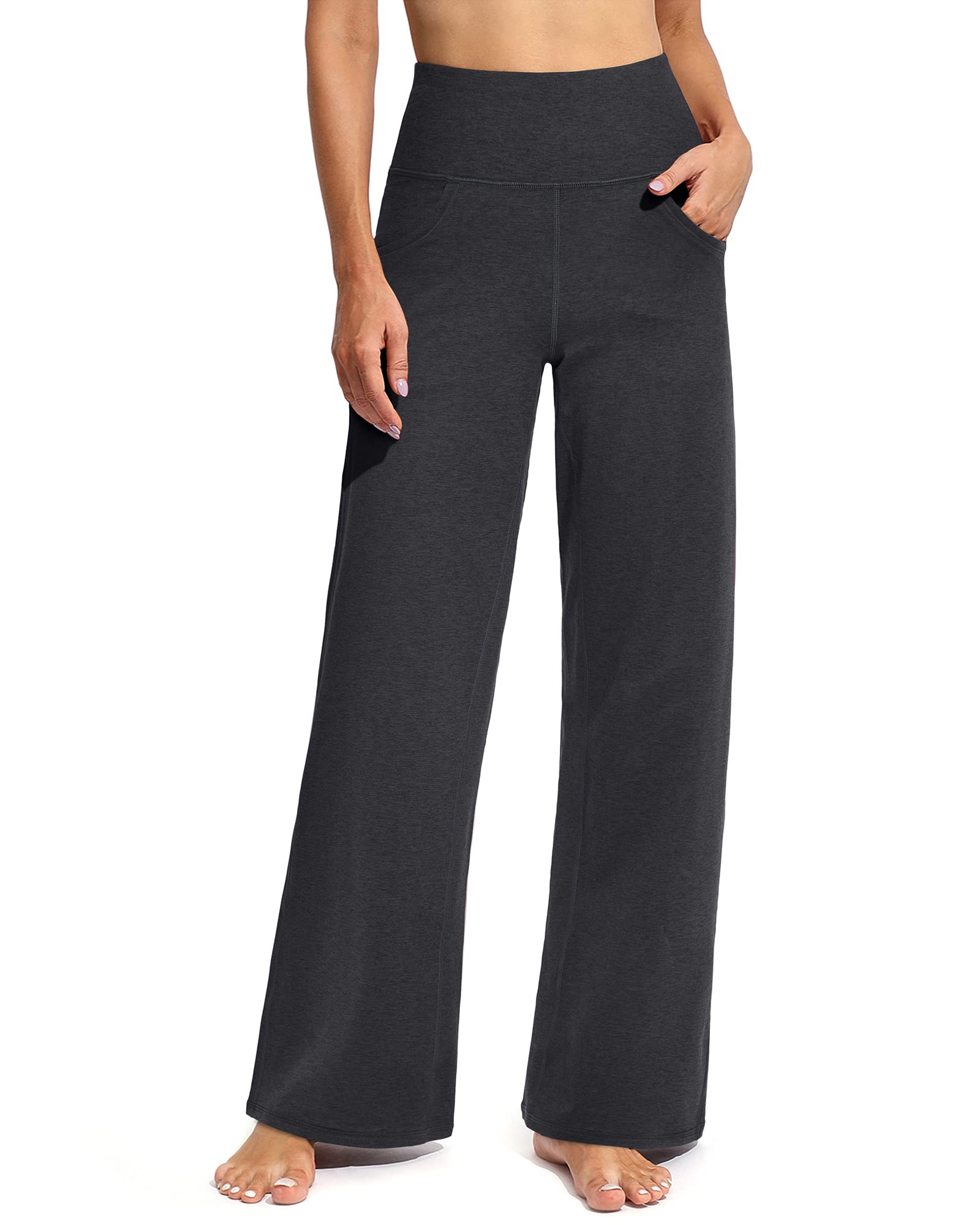 Photo 1 of (SMALL) (BAGGED) Promover Loose Yoga Pants Wide Leg Lounge Pants with Pockets Breathable Trousers for Workout Athletic Gym Pilates(Charcoal Heather,S,30")