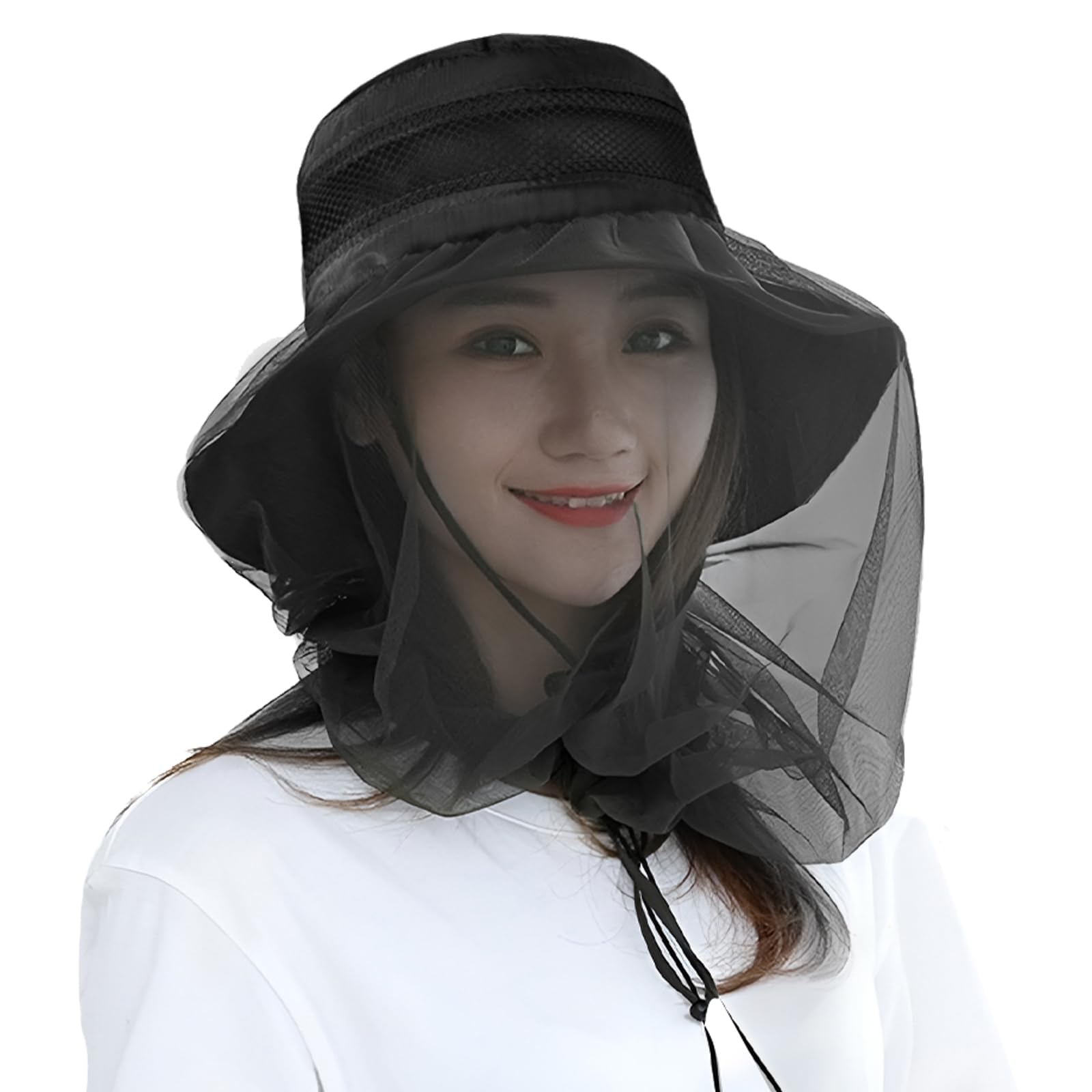 Mosquito Midge Head Net Mesh Hat Wide Brim Sun Hat with Removable Netting-Midge Face Cover Quick Dry UV Protection Bucket Fishing Cap Protect from Mosquito Insect Bug Bee Gnats for Hiking Gardening