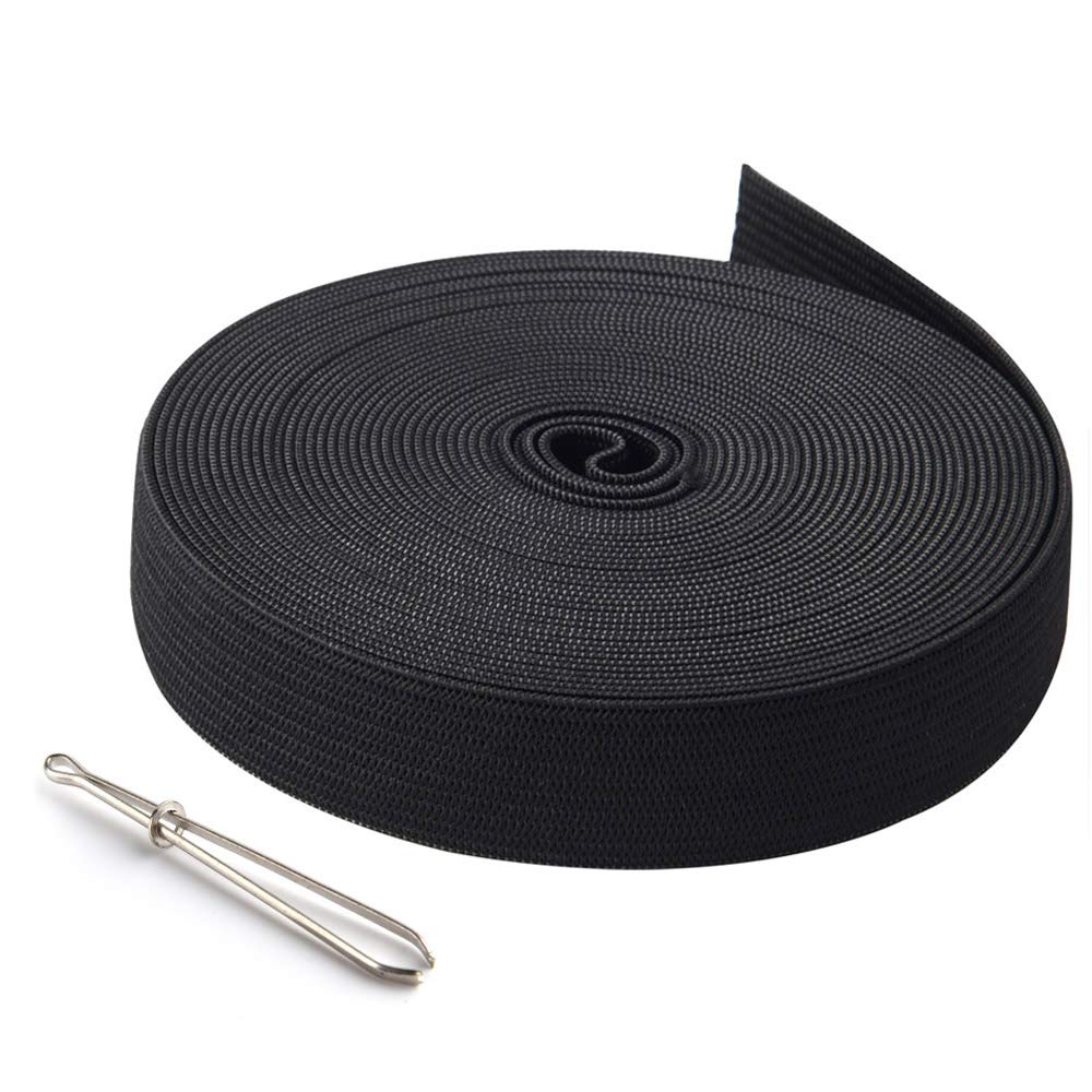 FEPITO 6 Meters/ 6.6 Yards Flat Elastic Bands Spool Sewing Band Flat Elastic Cord 20mm in Width,Black