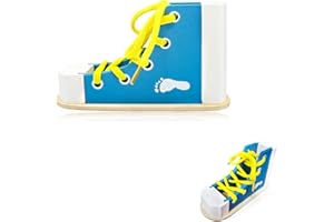 GENERIC Shoe Tying Practice Board for Kids - 6 Inch Wooden Lacing Toy with 22" Extra Long Laces & Anti-Slip Base, Learn to Tie Shoes Educational Tool for Toddlers Ages 4-8, Montessori Life Skill Toy ﻿