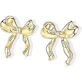 Gold Bow Earrings for Women 18K Gold Plated Bow Earrings Gold Ribbon Earring Jewelry Gift for Women