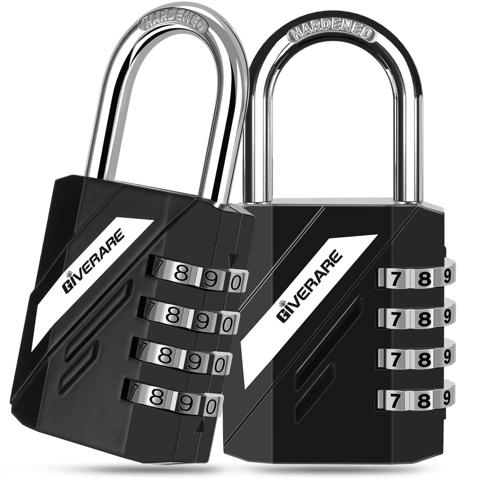 Photo 1 of 2 Pack 4-Digit Combination Lock, Heavy Duty Padlock Metal, Outdoor Alloy Locks with Hardened Steel Shackle, High Security Weatherproof Large Padlocks for Gym, School, Locker, Fence, Gate, Hasp-Black