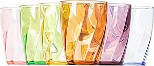 SMARTAKE 12-Ounce Plastic Tumblers, 6 Packs Stackable Drinking Glasses, Shatterproof BPA-Free Plastic Water Glasses for Drinking, Reusable Plastic Cup Sets for Dinner, Bars & Restaurants, 6 Colors