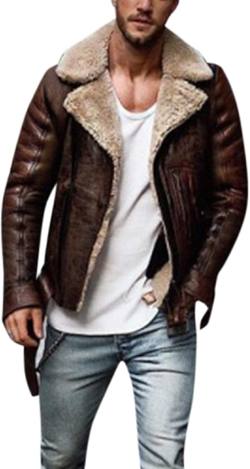 fleece lined leather jacket mens