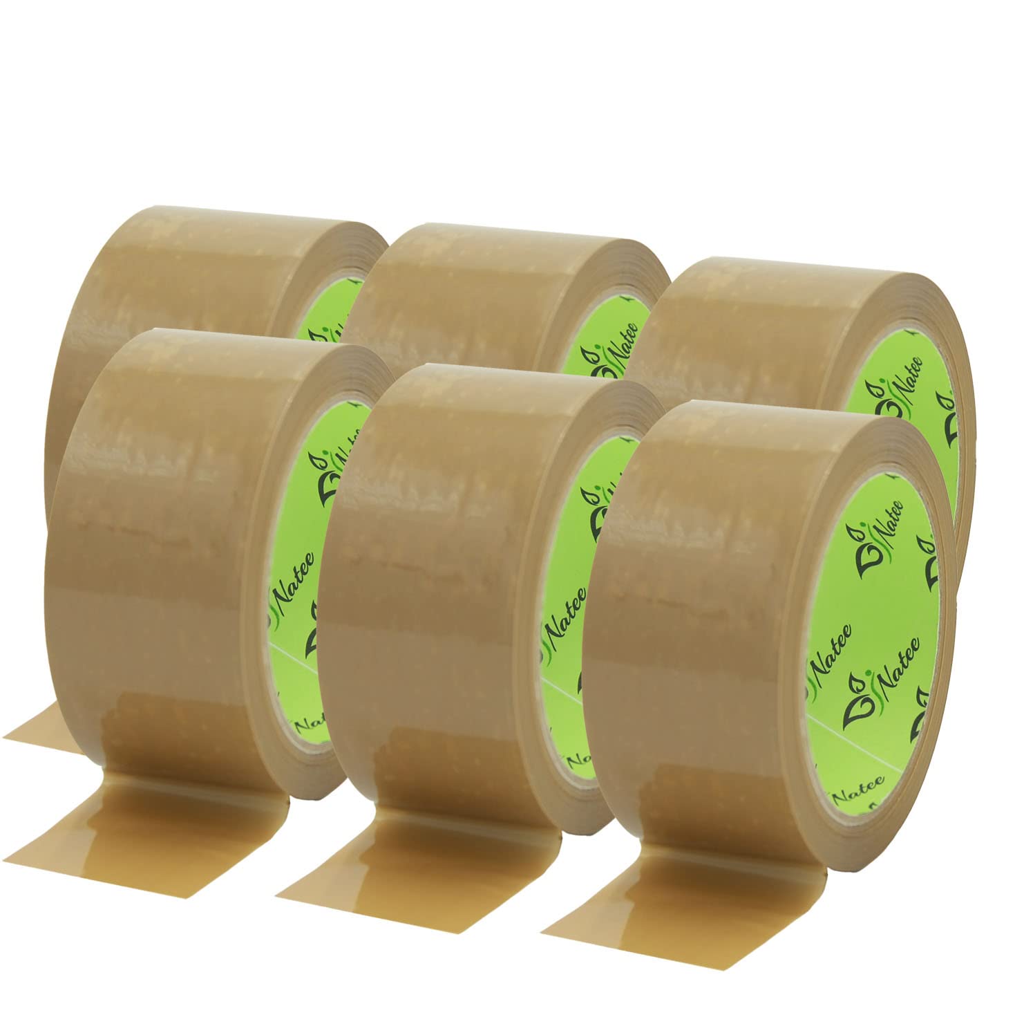NATEE® Strong Sticky Brown Packing Tape | Heavy-Duty Roll For Packaging | Brown Sticky Sealing Tape for Parcel Boxes,Moving,Home & Office, (Brown - Premium (Hot Melt), Pack of 6)