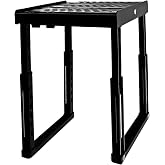 Piffny Locker Organizer Shelf， Adjustable Width and Height, Stackable, Ideal Locker Shelf for School, Office, Gym Lockers, or Even Kitchen Cabinets &amp; Under Sink Organization (Black),(PLKSLF01)