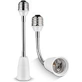 Light Socket Extender Adapter,Flexible Extension Lamp Socket Adapter,Standard Bulb Screw Base Extension Adapter for Lamps Bulb Security Cameras (20cm (7.87"), 2)
