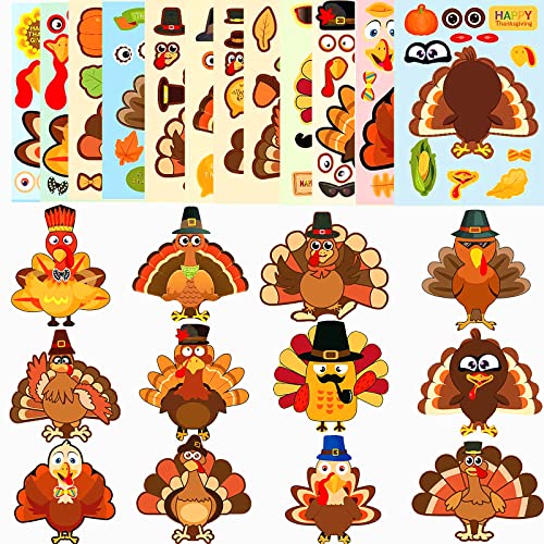 48 Sheets Thanksgiving Make-a-turkey Stickers