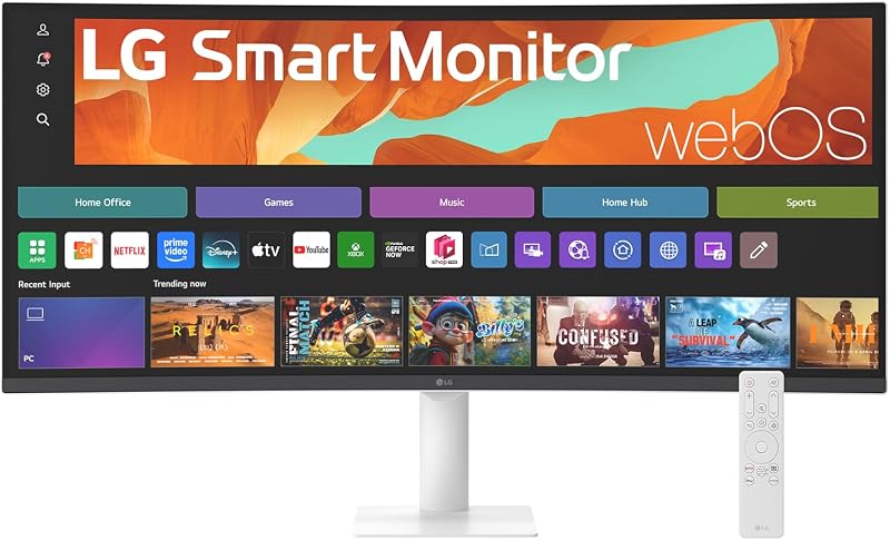 Smart Monitor 34U601SA-W 34 Pouces incurvé - Dalle VA résolution QHD (3440 x 1440), 5ms GtG 100Hz, HDR 10, sRGB 99% (CIE1931), inclinable