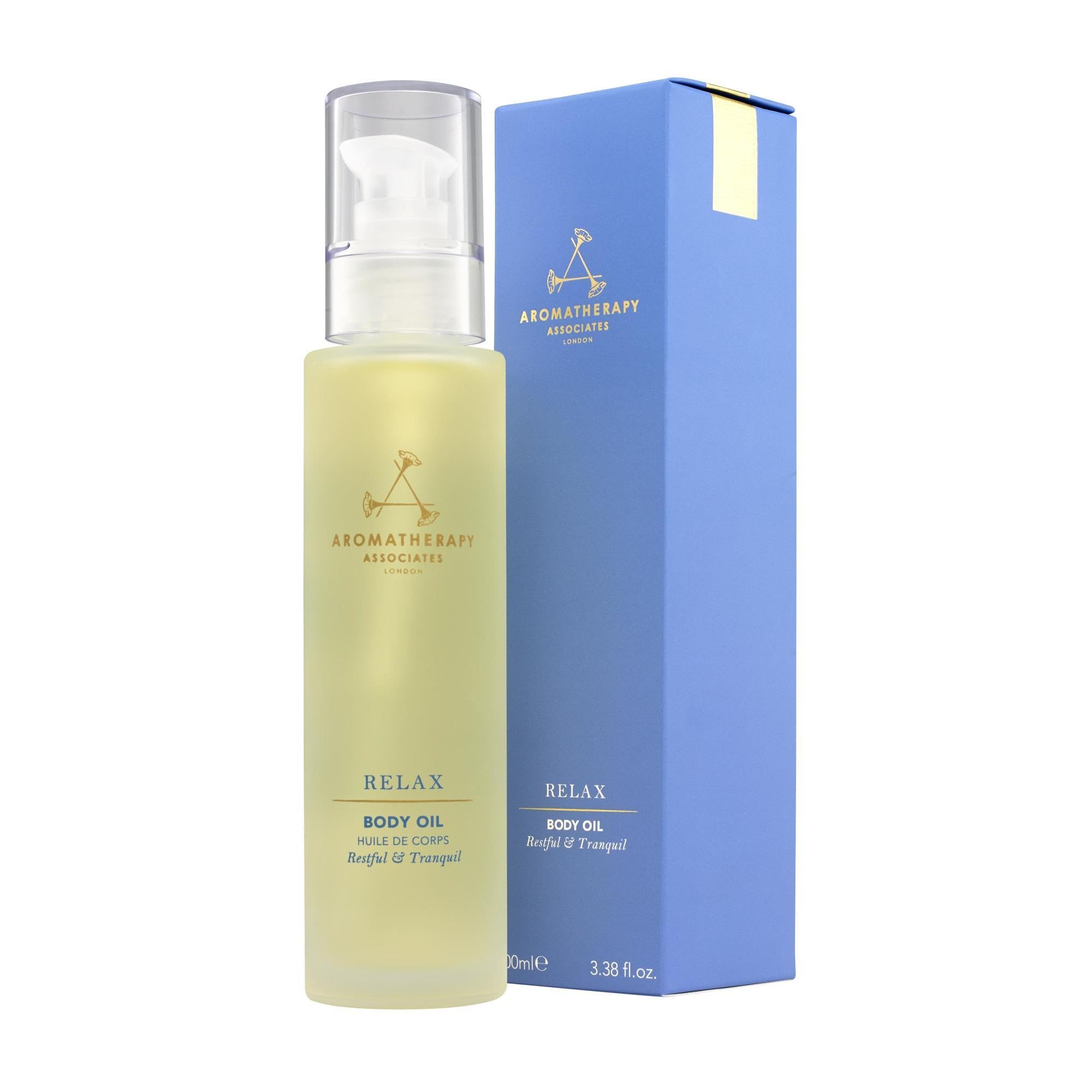 Aromatherapy Associates Relax Body Oil 100 ml - Massage Oil with Vetivert, Camomile & Ylang Ylang, Body Treatment, Home Spa, Luxury Body Treatment, Long Lasting, Natural Ingredients