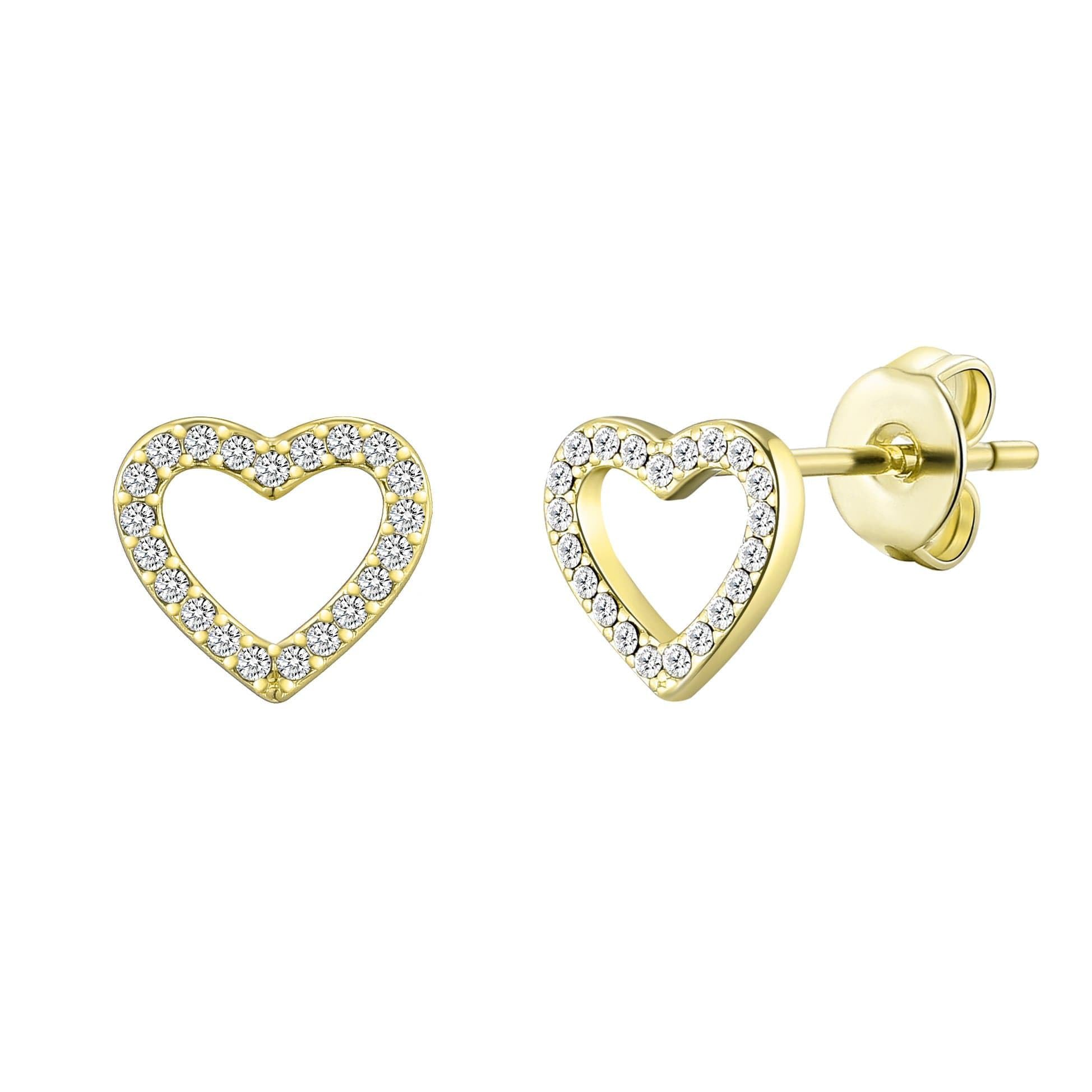 Philip Jones 18k Gold Plated Open Heart Earrings Created with Zircondia® Crystals