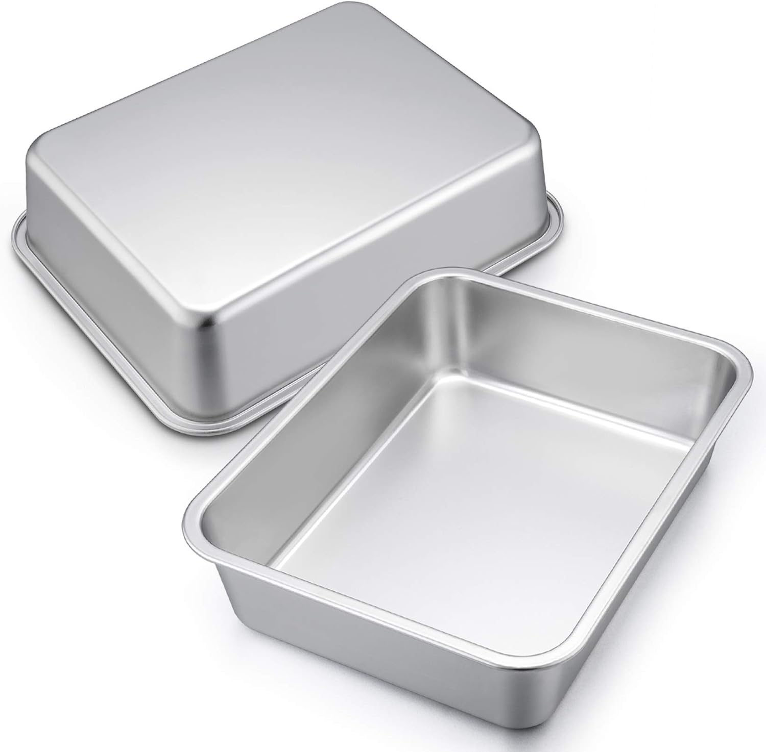 12.7inch Lasagna Baking Pan Set of 2, P&P CHEF Stainless Steel Deep Roasting Pans