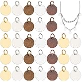 PH PandaHall 150pcs Blank Stamping Tag Pendants, 5 Colors 12mm/0.5 inch Message Word Tag Pendants Brass Flat Round Tags with Jump Rings for Necklace Bracelet Jewelry Making Pet Tags