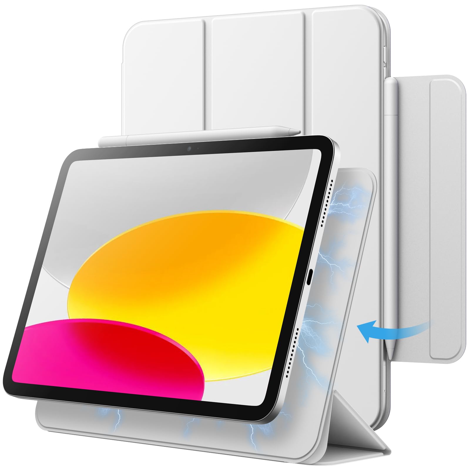 JETech Magnetic Case for iPad (A16) 11th/10th Generation (2025/2022), Magnetic Attachment, Slim Tablet Cover with Auto Wake/Sleep (White) — image 1