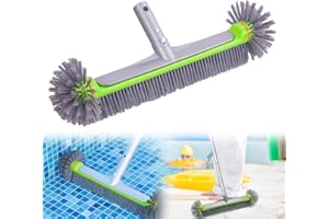 Professional Swimming Pool Brush Head with Round Ends, 17.5" Heavy Duty Pool Brushes for Cleans Pool Walls, 7 Rows Premium Ny