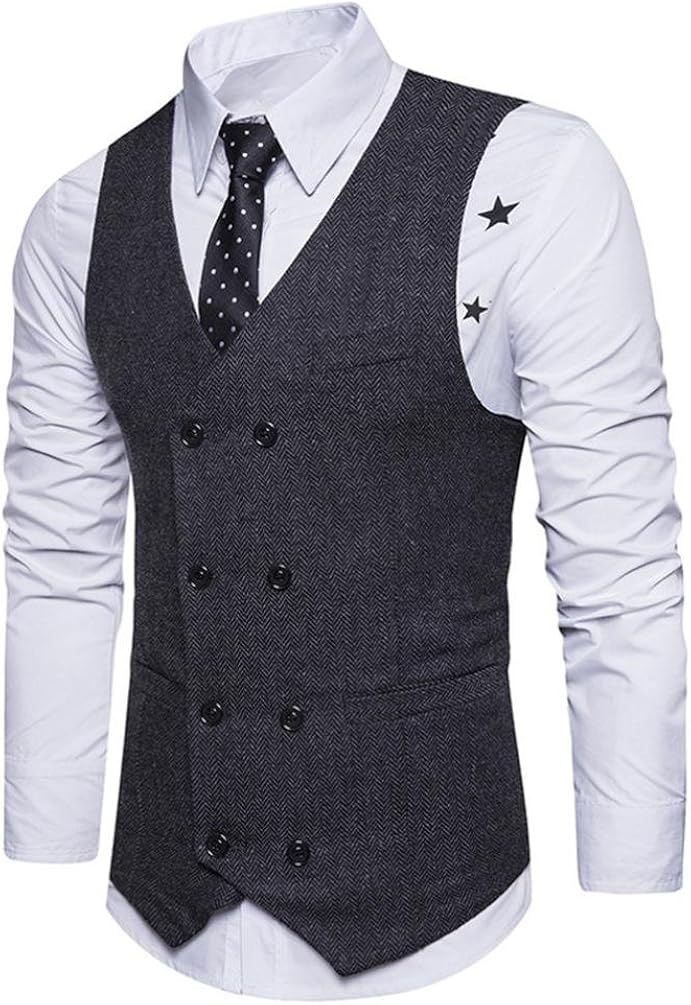 ManxiVoo Business Mens Double-Breasted 