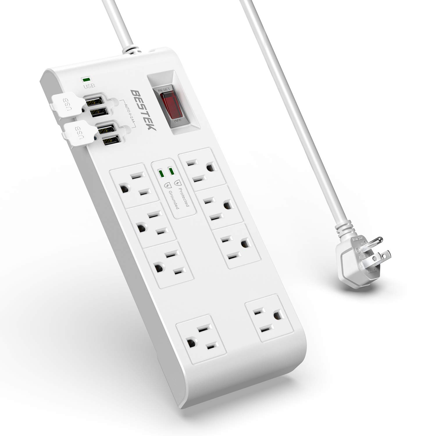 BESTEK 8Outlet Surge Protector Power Strip with 4 USB Charging Ports