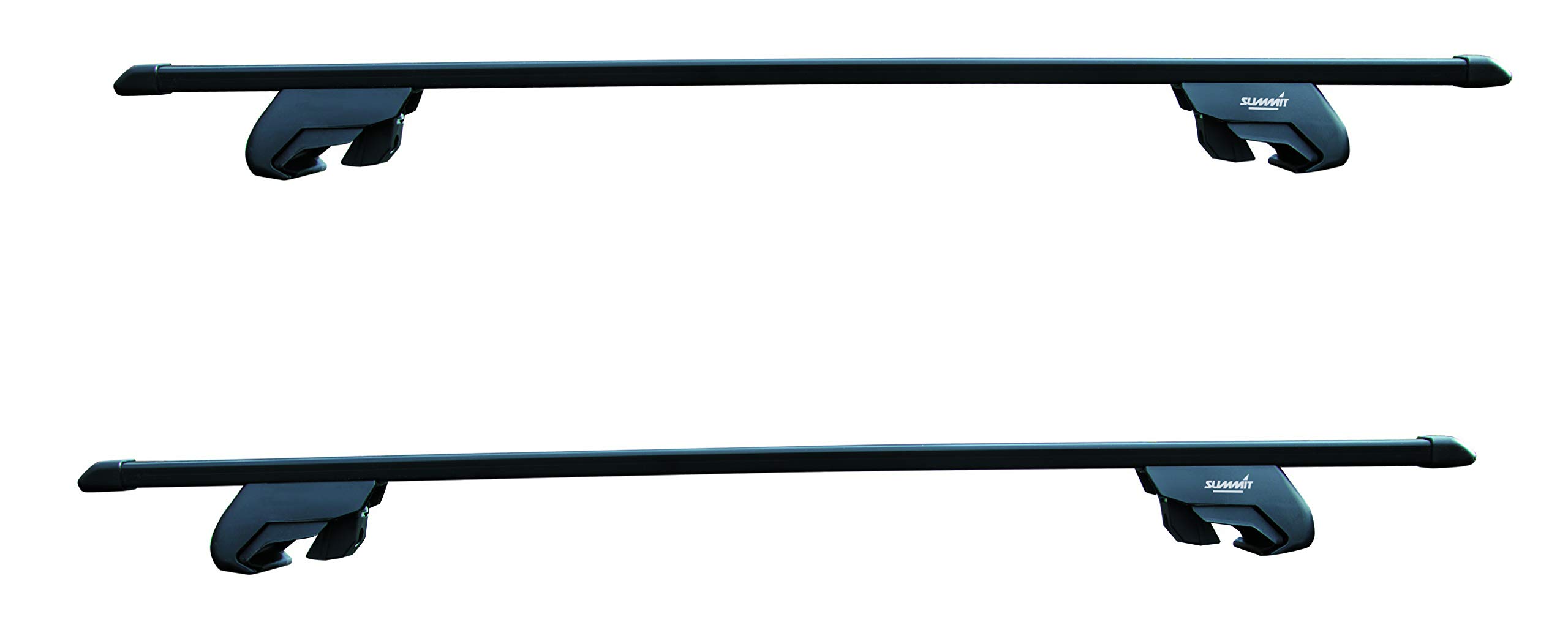 Summit SUP-815 Premium Railing Roof Bar for Cars with Raised Running Rails, Black Steel, Set of 2