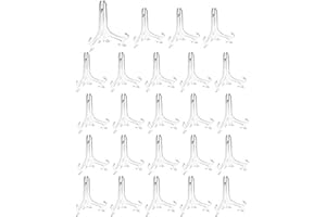 Artliving 4" Clear Plastic Stand Cookie Holder Display Stand Place Card Holder Display Easels at Weddings, Birthday Party(24 Pack)