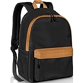 XOAOKO Black School Backpack for Girls and Boys, Preppy Backpack College Bookbag Middle High School Bag, Lightweight Laptop Backpacks for Travel Work Daypack