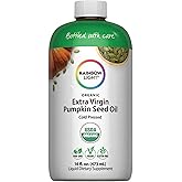 Rainbow Light Organic Extra Virgin Pumpkin Seed Oil | 16 Fl Oz | Cold Pressed Liquid Extract | Potent Source of Omega 6 and 9 Fatty Acids | Non-GMO and Gluten Free Supplement