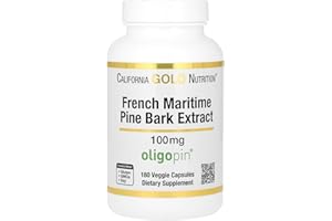 California Gold Nutrition Pine Bark Extract, French Maritime, Oligopin, Antioxidant Polyphenol, 100 mg, 180 Veggie Capsules