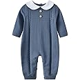 Auro Mesa Baby Infant Boy Girl Peter Pan Collar Knit Sweater Romper Outfit Clothes One-Piece Coverall Baby Clothing Jumpsuit