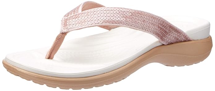 Crocs Women's Capri V Sequin W Flip-Flop, Rose Gold, 11 M US Review