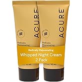 Acure Radically Rejuvenating Whipped Night Cream - Anti Aging Peptide Night Face Cream for Women & Men, Hydrating & Renewing Moisturizer, Softens Fine Lines w/Vitamin C - 1.7 fl oz (2 Pack)