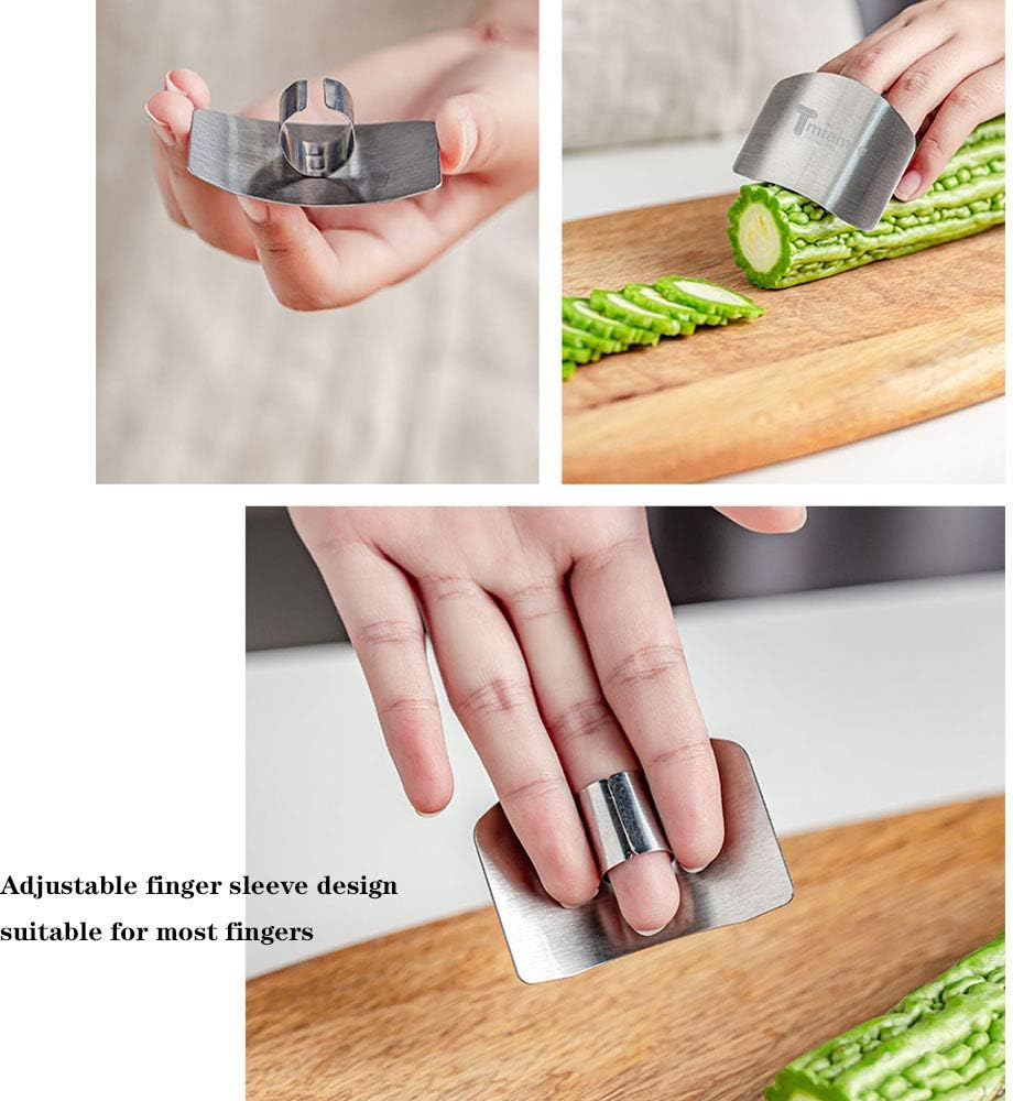 Tmtamye Finger Guard for Cutting Vegetables, 304 Premium Stainless Steel Slicing Tools 5 Pcs, Finger Guards for Cutting, Knife Chopping Safe Cutting Protector for Fingers Kitchen Tools: Kitchen & Dining