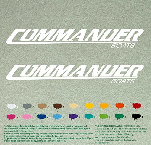 Pair of Commander Outboards Decals Vinyl Stickers Boat Outboard Motor Lot of 2 (12", White 010 )