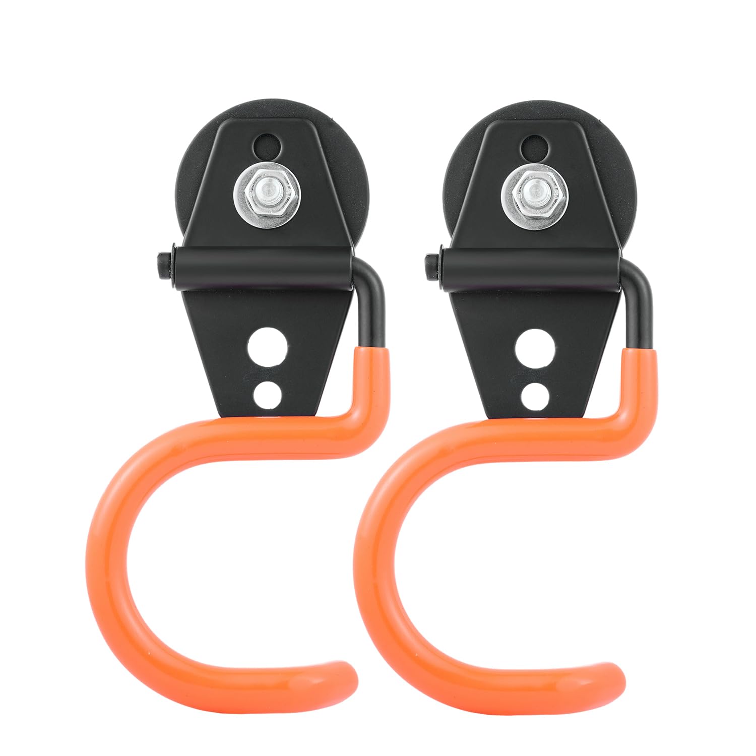 Yuzita 2 Pack Magnetic Garage Hooks Heavy Duty,Garage Storage Hooks,Wall Mount Garage Hanger&Organizer for Organizing Garden Lawn Tools,Ladders,Bulk Items,Bikes,Ropes (Orange, 2.8inch)
