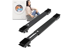 MAJHULLA Extendable Furniture Appliances Rollers, Mover Tools with 24 Roller & Brake Equipment for Heavy Washing Dryer Machine Refrigerator for Mobile Wheels Strong Base Stand Hold Up to 660 lb Black
