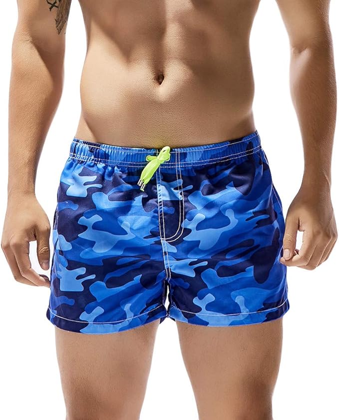 Fxbar,Men's Camouflage Casual Swim Trunks Low Waist Beach Shorts