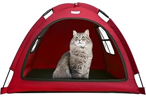 BABYEZZ Cat Tent Outdoor House and Dog House Outdoor, Cat and Dog Waterproof Tent House, Outdoor Dog Bed Washable, Indoor/Outdoor Cave Nest Bed Small Dog Tent for Cat, Bunny (Red, Small)