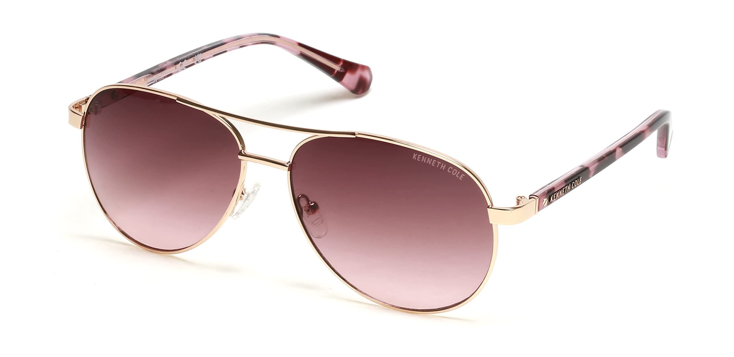 Photo 1 of ***MAJOR DAMAGE*** ***READ CLERK NOTES*** Kenneth Cole New York Women's Pilot Sunglasses, Shiny Rose Gold/Gradient Brown, 60mm