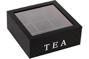 Wood Tea Bag Organizer, 23 x 23 x 9 cm Tea Bag Organizer Caddy 9 Compartments, Independent Compartment, Large Capacity Tea Bo