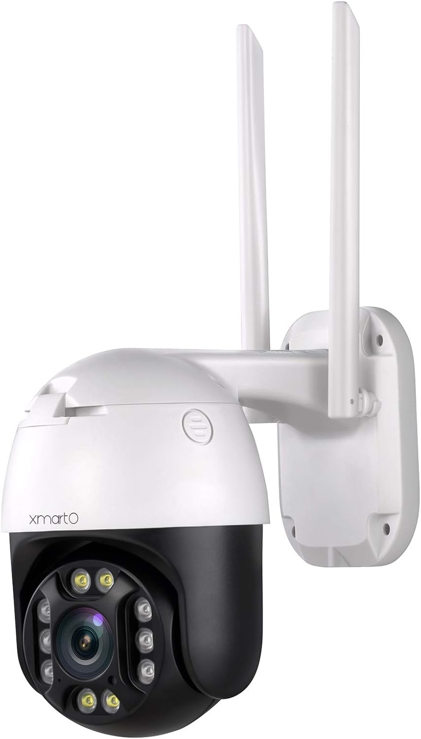 XMARTO 2K Auto Tracking Security Camera Outdoor Wireless, Pan/Tilt/Zoom, Auto Flood Lights, Two-Way Audio Home Surveillance Camera with Color Night Vision,Auto Siren, Works w. iOS/Android App and NVR