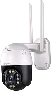 XMARTO 2K Auto Tracking Security Camera Outdoor Wireless, Pan/Tilt/Zoom, Auto Flood Lights, Two-Way Audio Home Surveillance Camera with Color Night Vision,Auto Siren, Works w. iOS/Android App and NVR